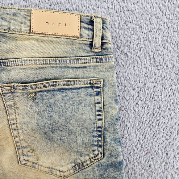mnml Jeans Mens 31 Blue Skinny Fit Distressed X146 Stretch Denim - Picture 15 of 16